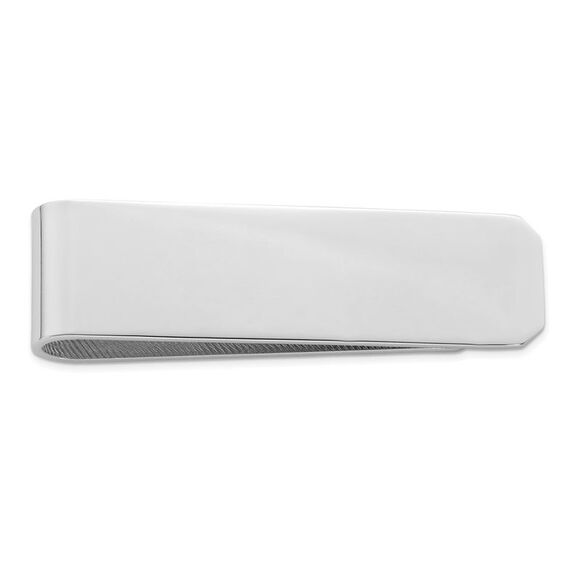 Rhodium Plated Sterling Silver Polished/Textured Fold Over Money Clip - Picture 3 of 6